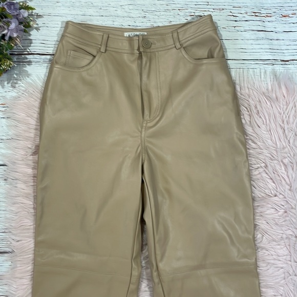 L*SPACE Quincey Faux Leather High Rise Pant Color Latte - Picture 6 of 9